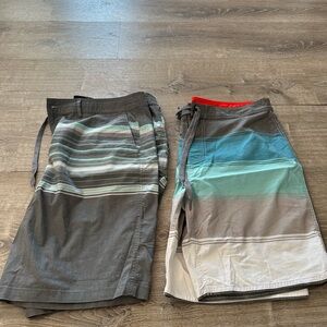 Striped Gray and Blue Board Shorts